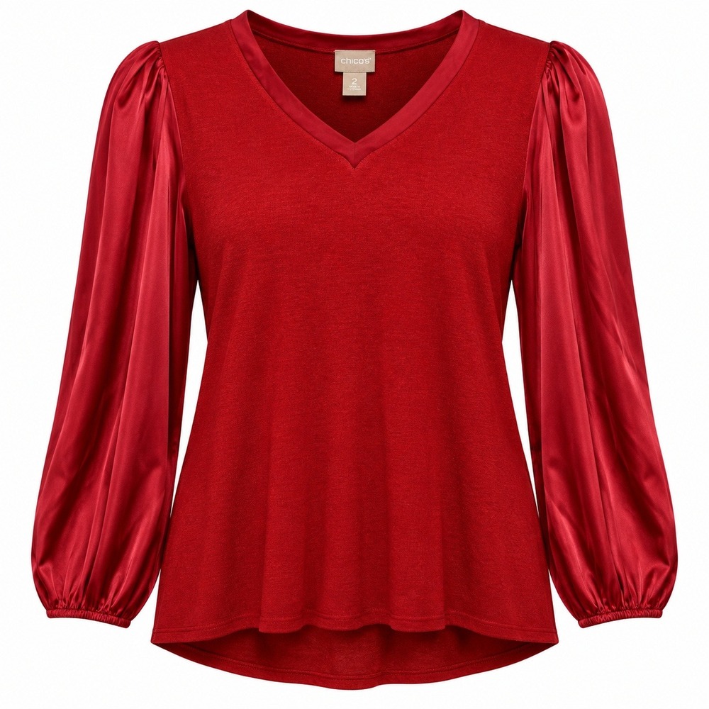 Chicos Size 2 Romantic Goth Balletcore Blouse Women Large Coquette Regency Top